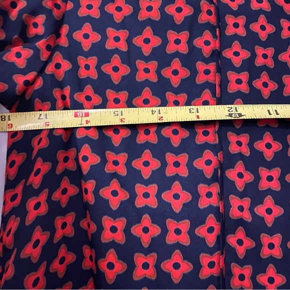 LOFT Red and Blue Abstract Floral Dropped Waist Dress Size Sp - Picture 9 of 11